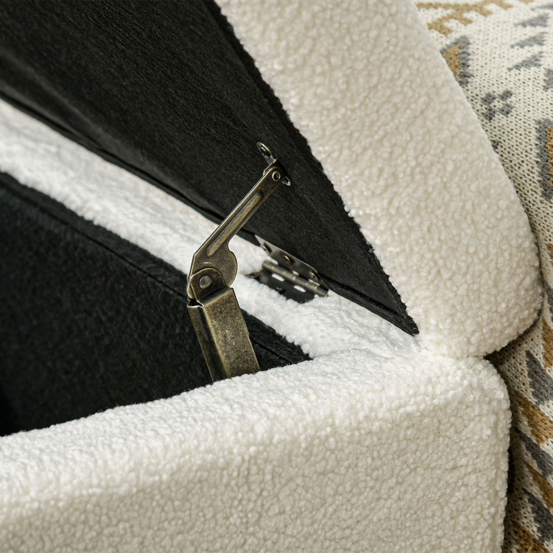 Polstret bænk, sengebænk med opbevaring, lasteevne op til 120 kg, 102x45x46 cm, cremehvid