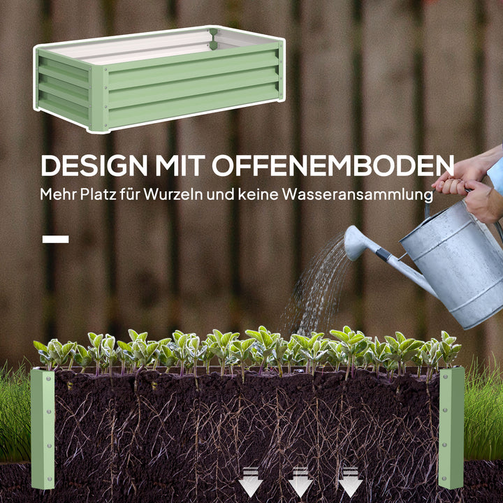 Højbedspotte, vejrbestandig, åben bund, galvaniseret stål, 120 cm x 60 cm x 30,5 cm, grøn