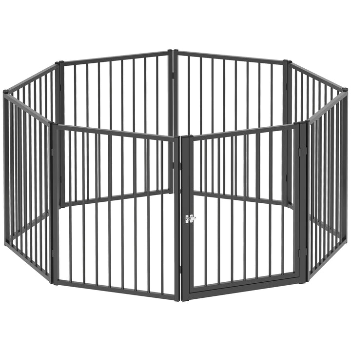 Hvalpegård, hundegård, hvalpegård, 8 paneler med dør, foldbart og bærbart hundehegn, stål, sort