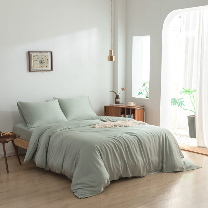 Lysegrøn Bambus Sengesæt 1-person - 400TC Tanboocel - Sage Green