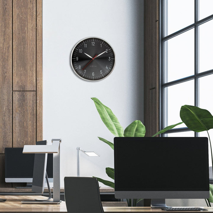 Vægur 30,5 cm-Silent-Dome-linse-Aluminium(urkasse og urskive)-NeXtime 'Frankfurt'