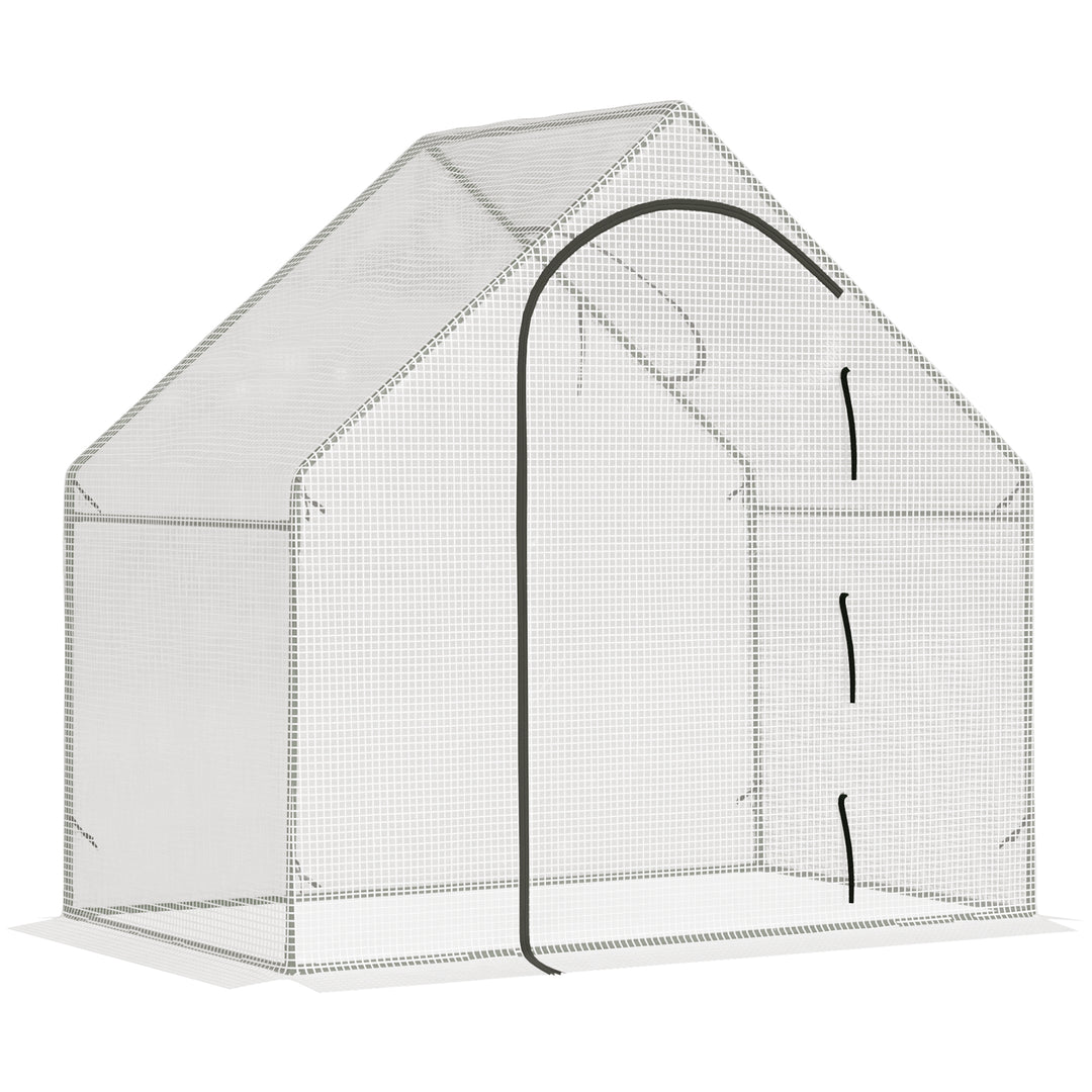 Drivhus til walk-in, 1,80 x 1,00 x 1,68 m, foliedrivhus, robust presenning, hvid