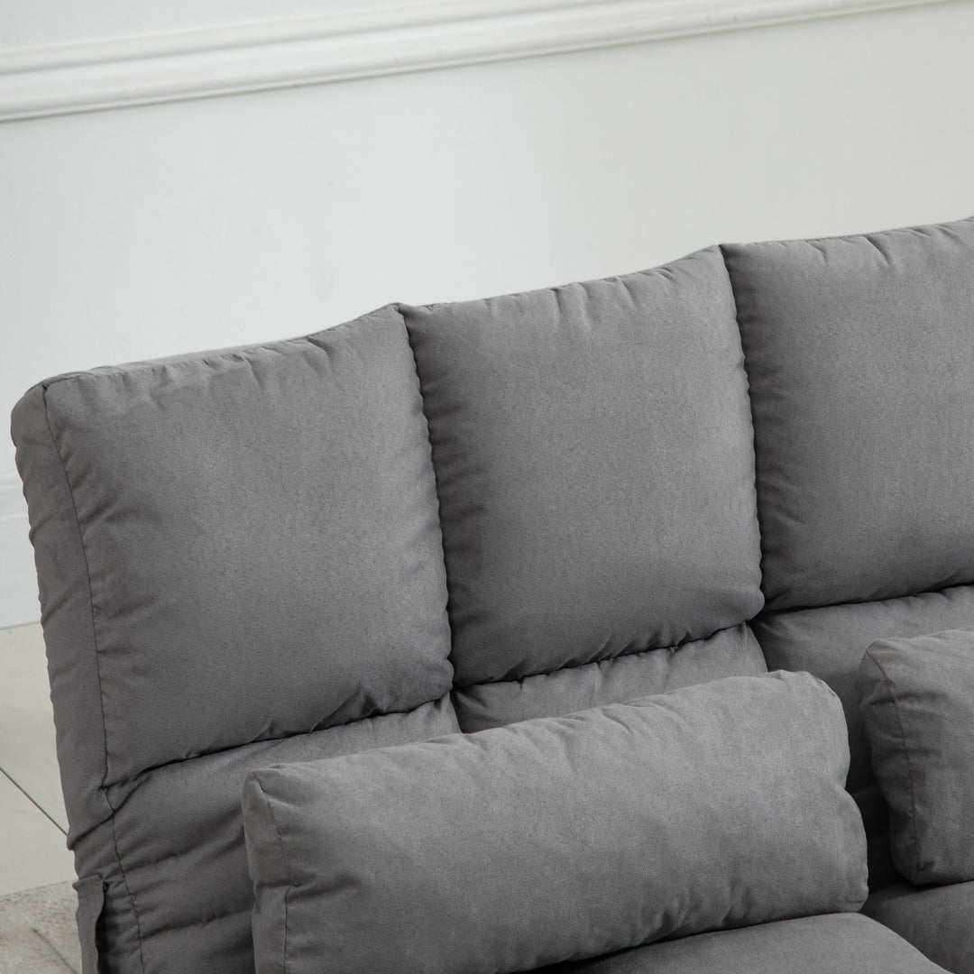 Gulvstol 2-i-1 gulvstol seng med ryglæn 3 positioner justerbare sædehynder grå fløjl metal 102 x 73 x 60 cm