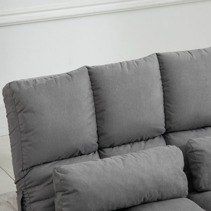 Gulvstol 2-i-1 gulvstol seng med ryglæn 3 positioner justerbare sædehynder grå fløjl metal 102 x 73 x 60 cm