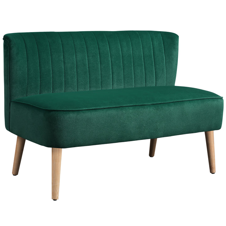 Retro design 2-personers sofa, træben, 117 cm x 56,5 cm x 77 cm, mørkegrøn