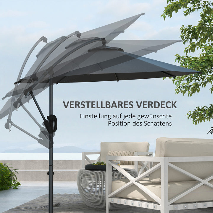 Parasol fritbærende parasol, inklusive krydsfod, 293 x 293 x 260 cm, grå