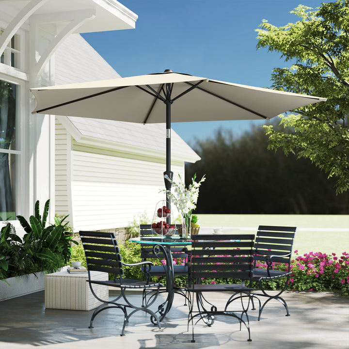 270 cm vipbar parasol, balkonparasol med håndsving, UV 50+, haveparasol, cremehvid