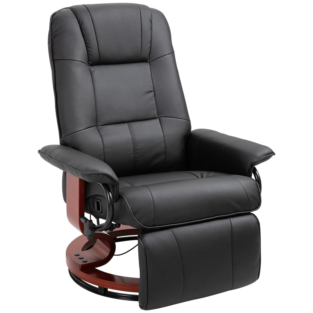 Lænestol med justerbar lænestol, TV-stol, loungestol, kunstlæder, 360° drejestol, 145° vipbar, sort, 78 x 87 x 100 cm