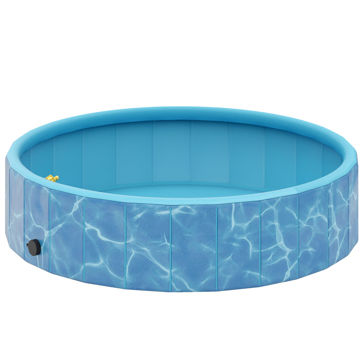 Hundepool sammenklappelig børnepool med springvand og vandpudedesign 120 x 30 cm blå