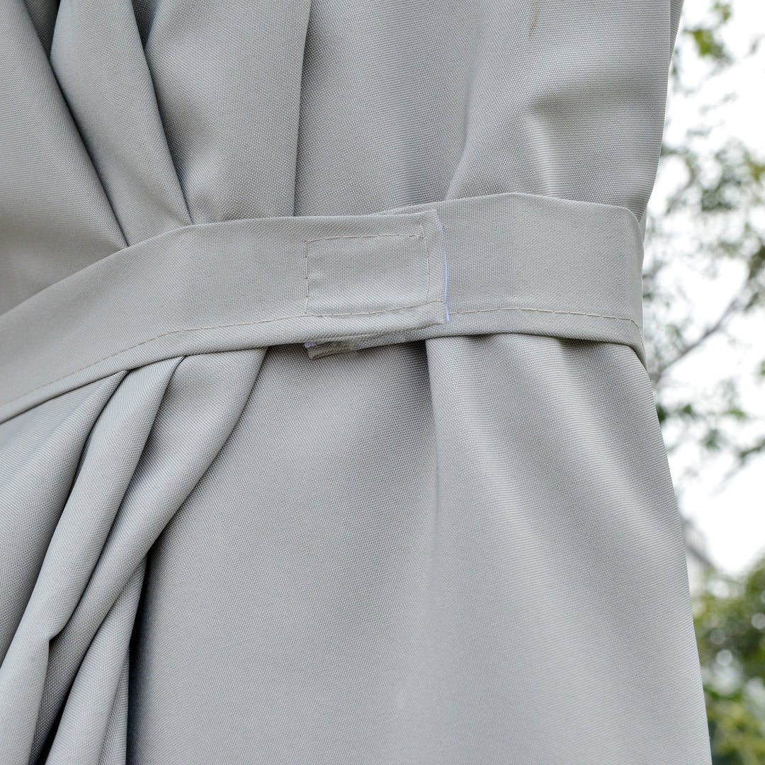 Parasol med led solcelle 4,5m dobbelt parasol haveparasol markedsparasol terrasseparasol oval lysegrå+sort