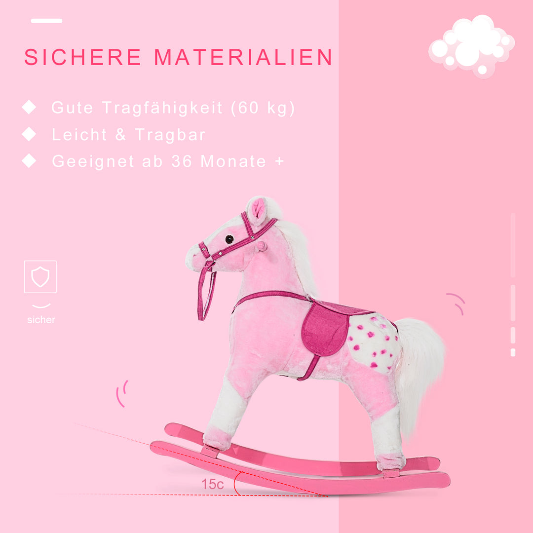 Børns gyngehest gyngedyr gyngelegetøj vrinskende pink 74x28x65cm