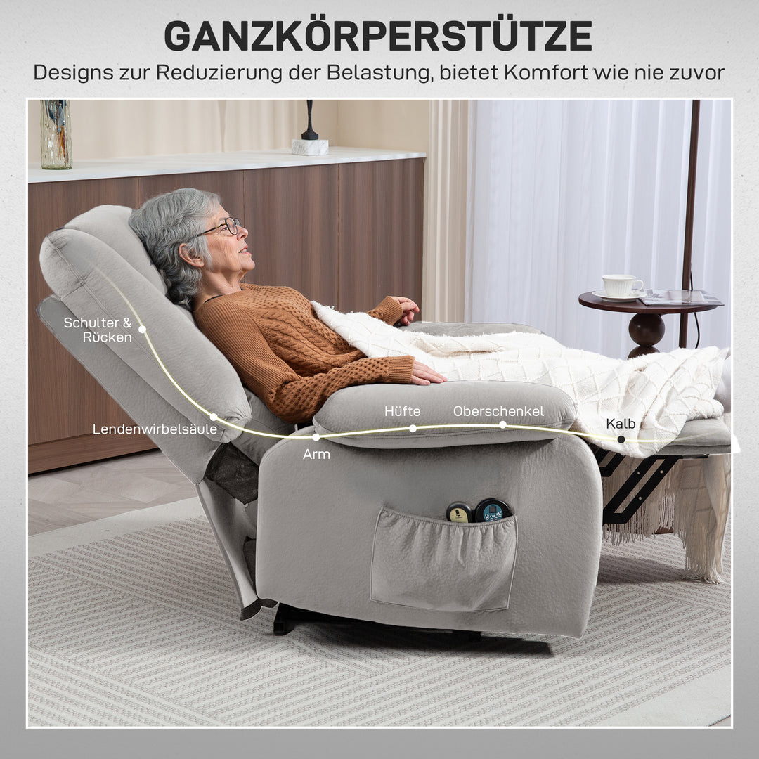 Hævestol med massagefunktion, 90x93x110cm, lysegrå