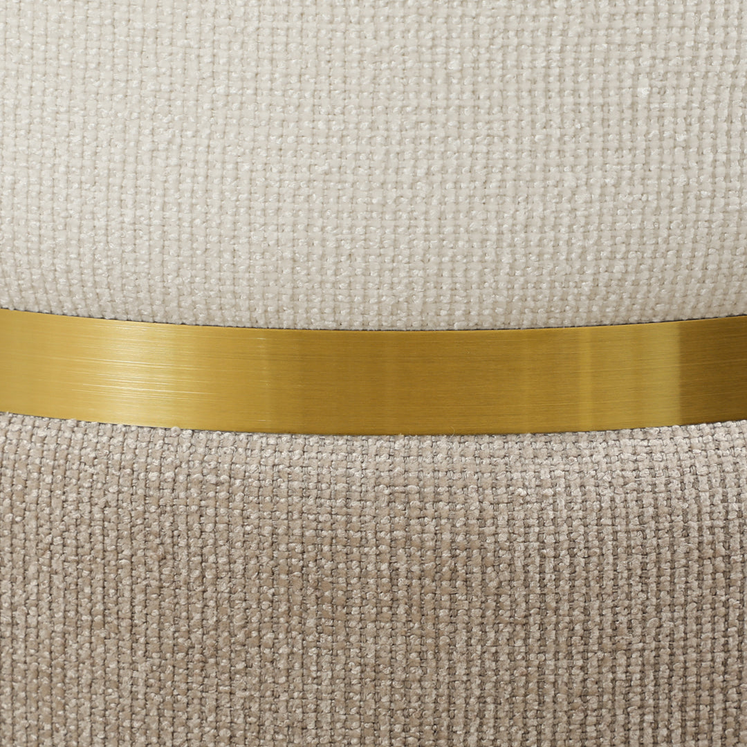 Opbevaringsskammel med låg, metalring, tofarvet design 36 x 36 x 44 cm cremehvid