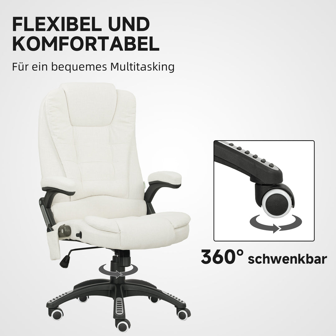 Ergonomisk kontorstol med massagefunktion, 68 x 72 x 110-120 cm, cremehvid