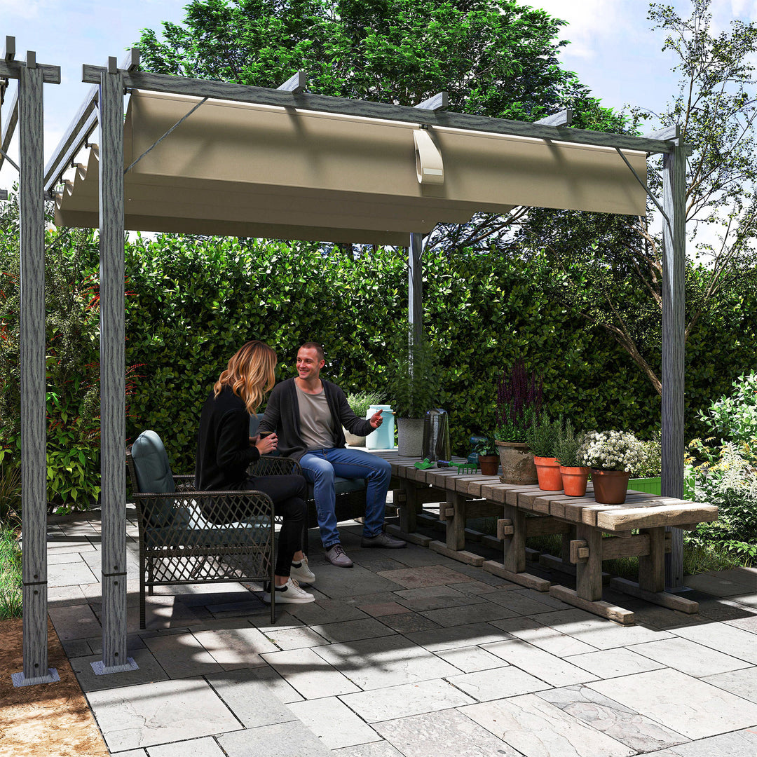 3 X 3 m havepergola, justerbart terrassetag, aluminiumsramme, upf 30+ solbeskyttelse, grå