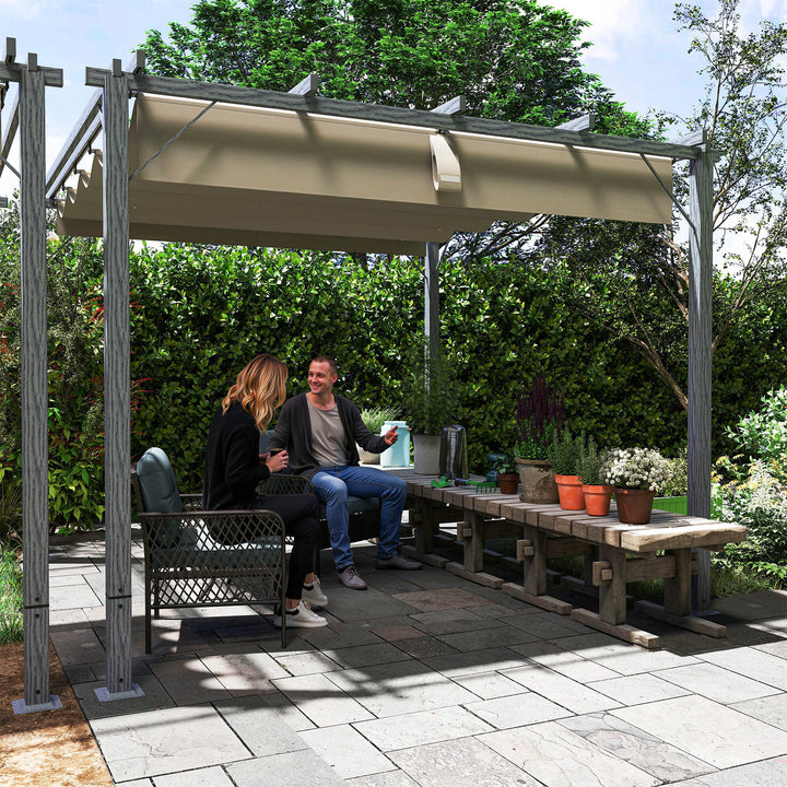 3 X 3 m havepergola, justerbart terrassetag, aluminiumsramme, upf 30+ solbeskyttelse, grå