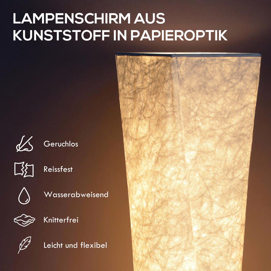 Gulvlampe med papirskærm, fodkontakt, 3 lysstyrkeniveauer, hvid