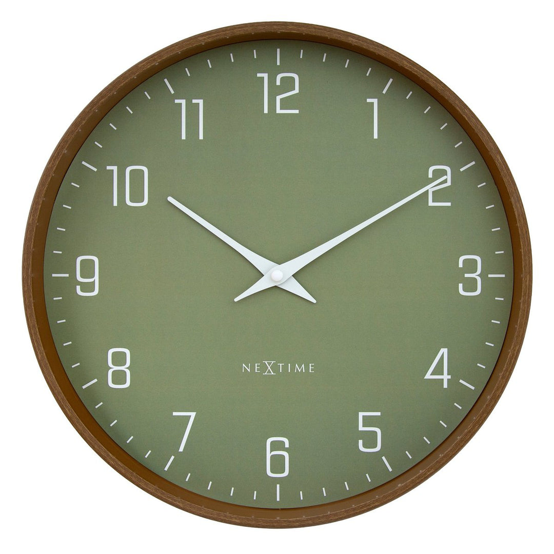Vægur 30 cm-Silent-Mørkt træmønster-Plastic-NeXtime 'Lyra'