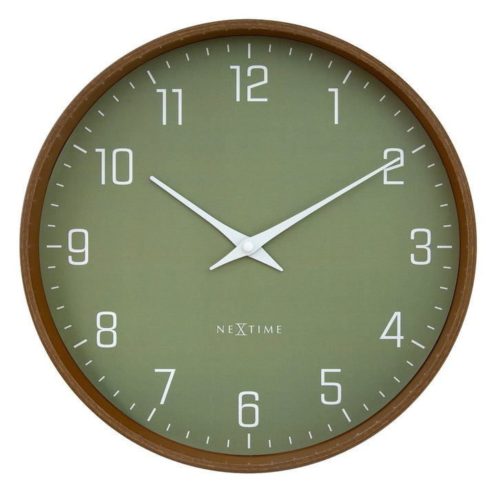 Vægur 30 cm-Silent-Mørkt træmønster-Plastic-NeXtime 'Lyra'