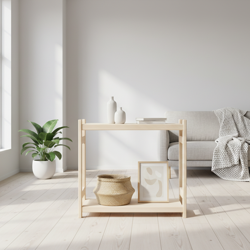Modulær reol i bøgetræ, 2 hylder, 60x80x38 cm