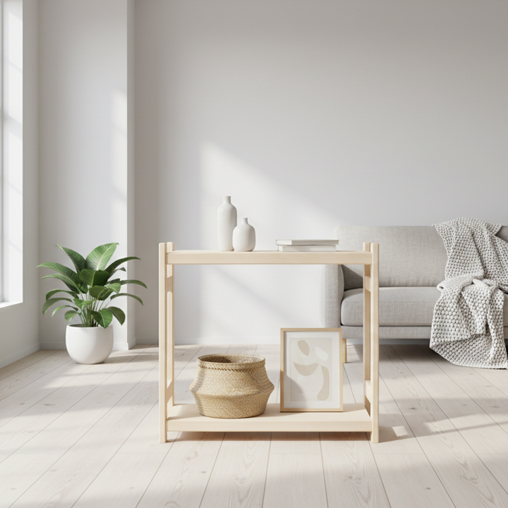 Modulær reol i bøgetræ, 2 hylder, 60x80x38 cm