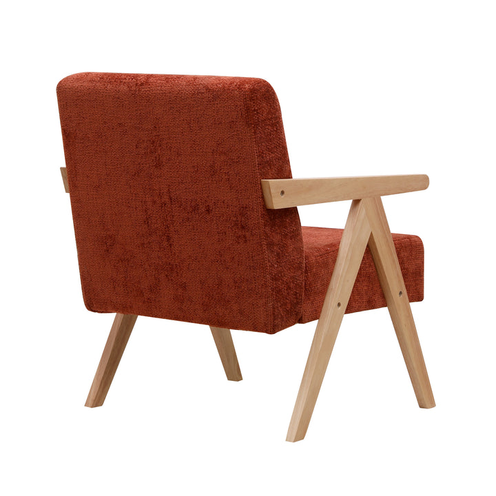 SANTAREM Solid Wood Terracotta Bouclé Lounge Chair