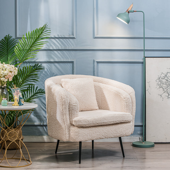 DUKE Metal og hvid Bouclé Lounge Chair