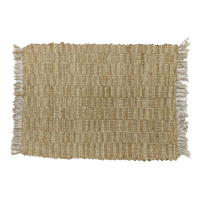 LAHTI Rektangulært bomuldstæppe med brune og beige mønstre 90 x 50 cm