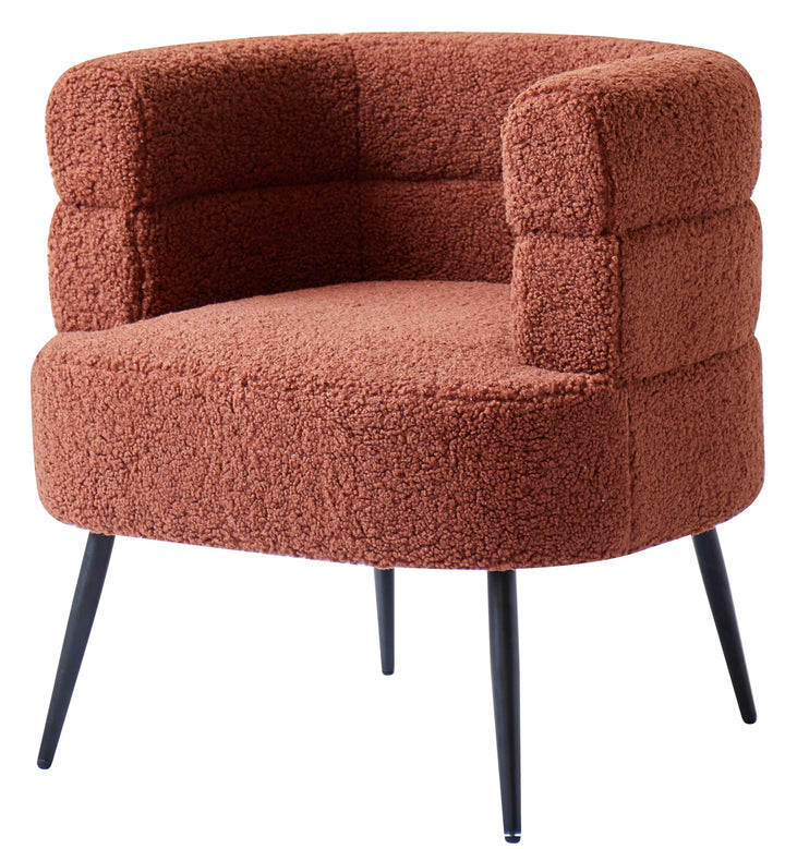 KORGEN Bouclé loungestol i metal og terracotta