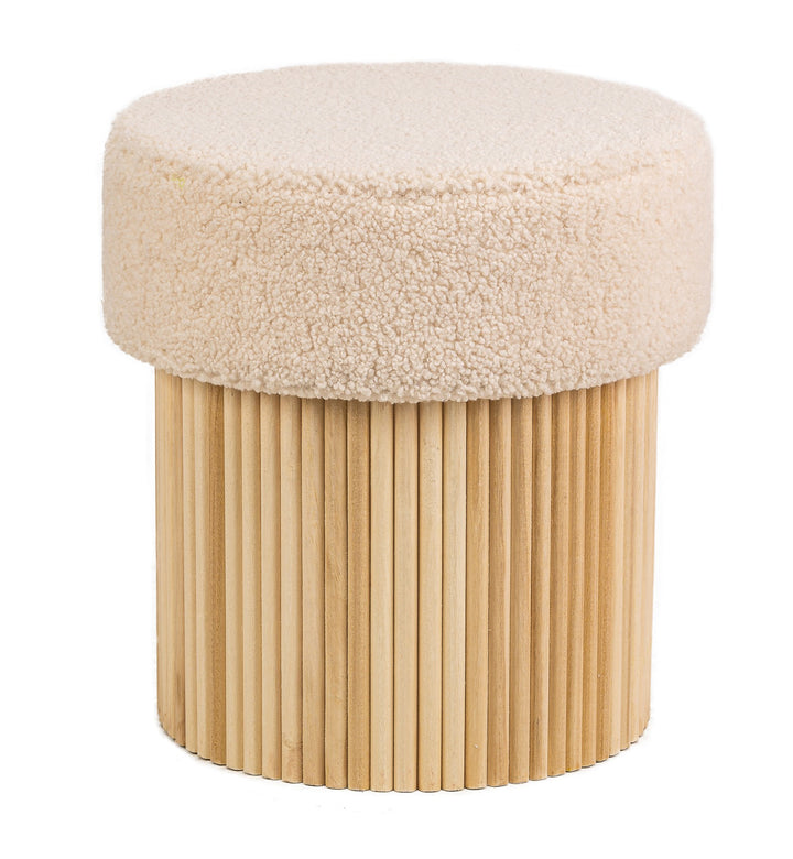 OTSU White Bouclé Puf med opbevaring