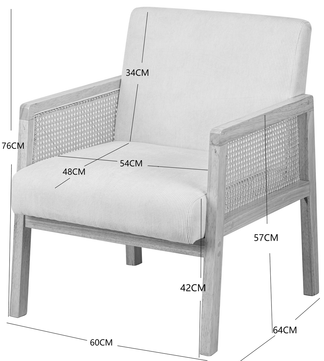 BORGO loungestol i rattan og beige fløjl