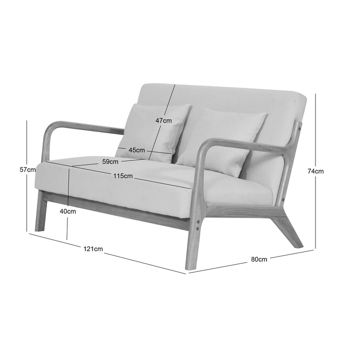 OHAMA2SEATERS 2-personers sofabænk i massivt træ og beige stof