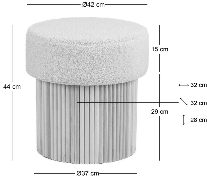 OTSU White Bouclé Puf med opbevaring