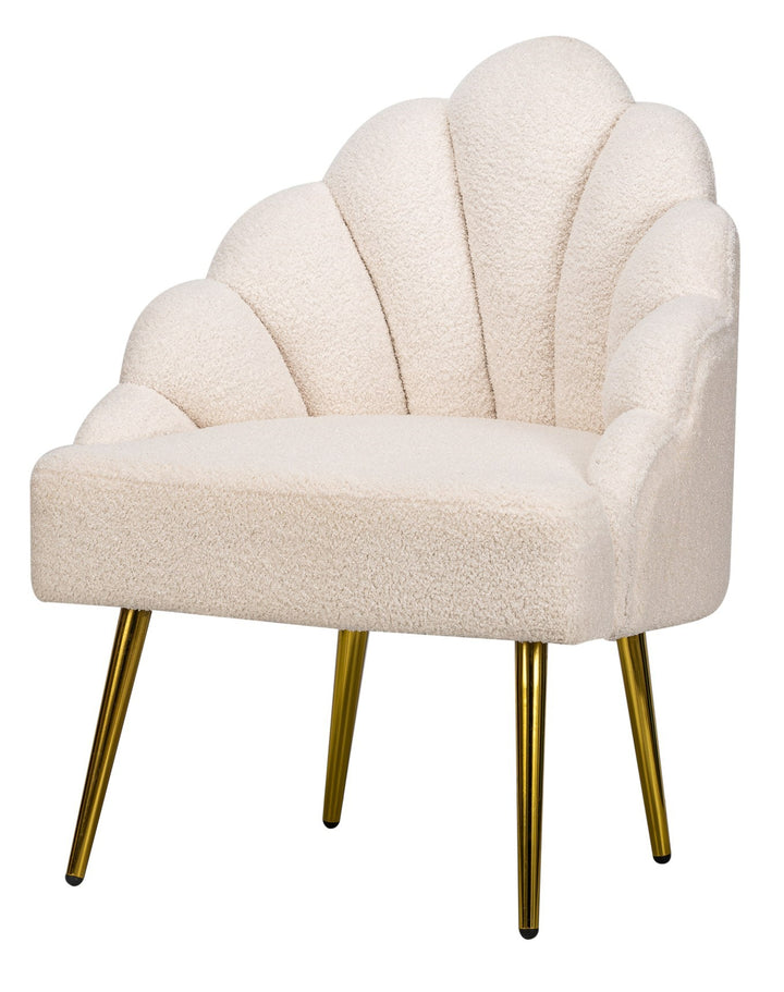 BOLGE Hvid Bouclé og Metal Lounge Chair