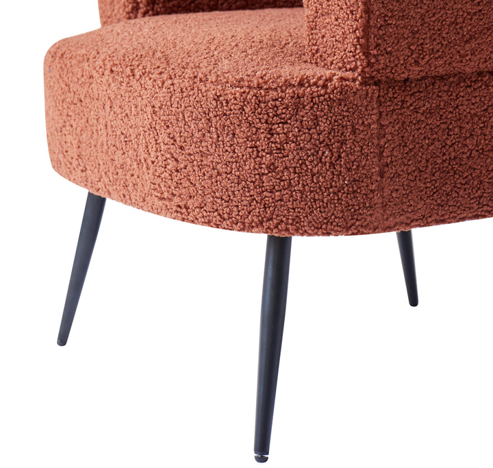KORGEN Bouclé loungestol i metal og terracotta
