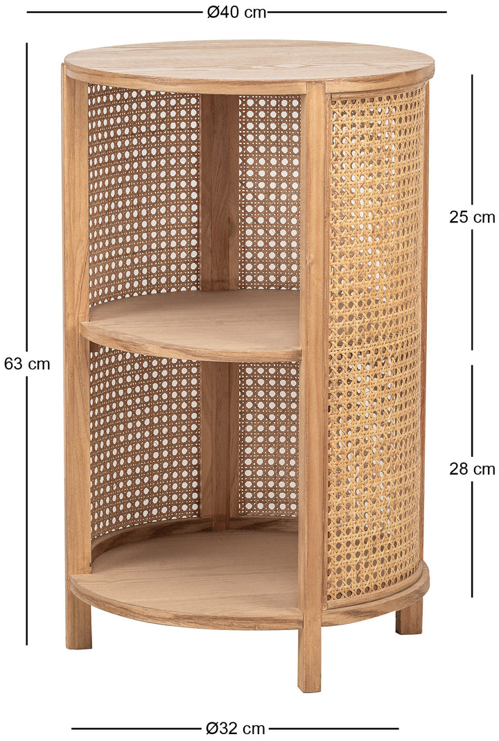 ALTA Natbord i naturtræ og rattan med 2 opbevaringspladser