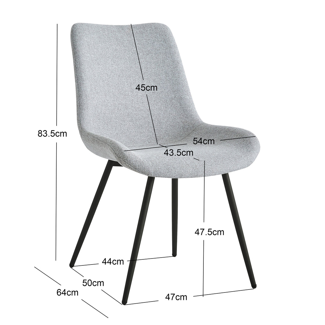 KOGE Sæt med 2 spisebordsstole i metal og beige stof