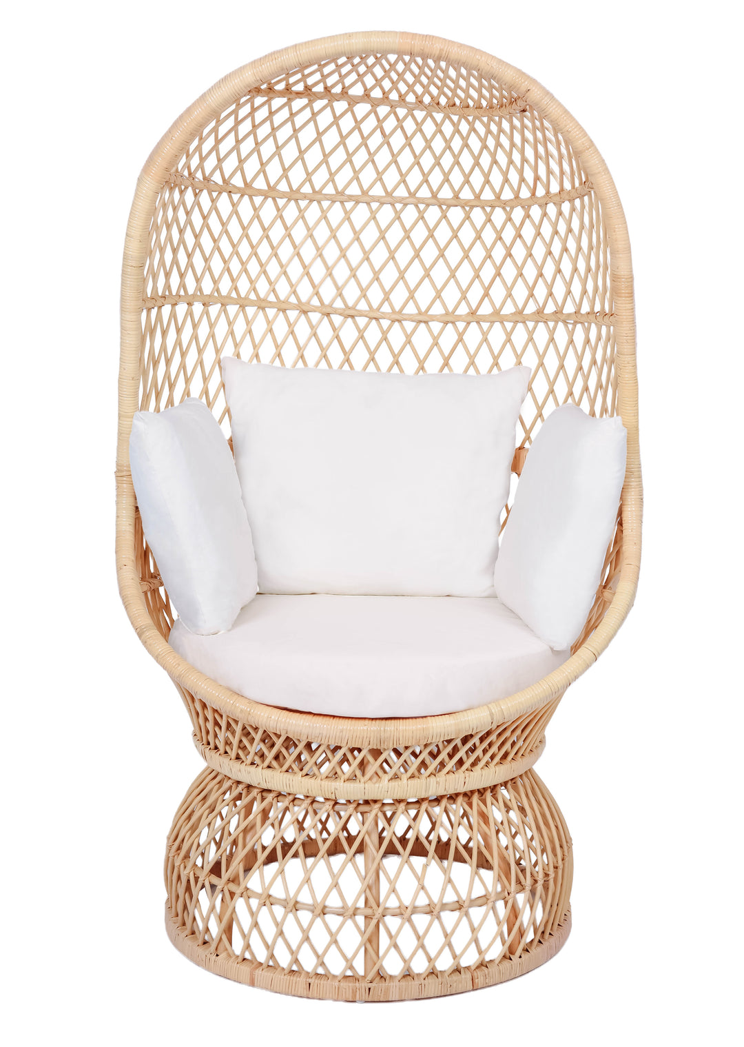 MANADO Æggestol i naturlig rattan og beige stof