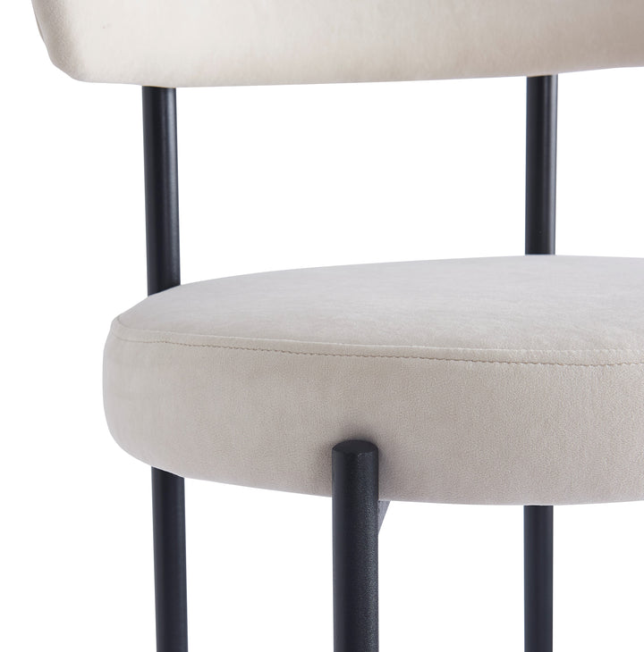 TABLARS Sæt med 2 barstole i metal, beige fløjl