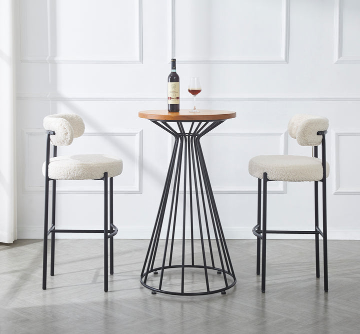 TABLARS Sæt med 2 metalbarstole i hvid bouclé