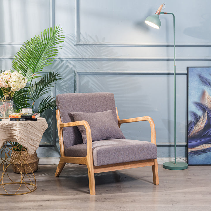 OHAMA loungestol i massivt træ og gråt stof