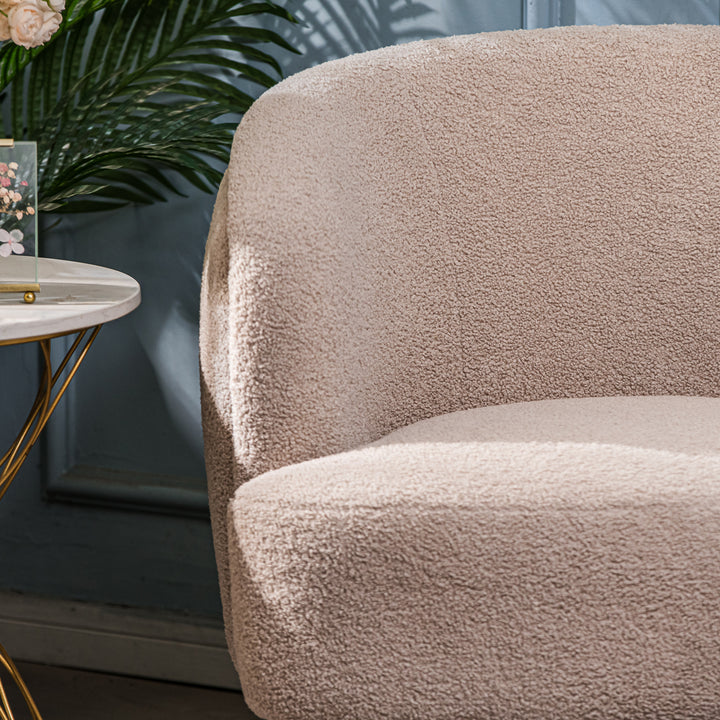 SVEN Metal og Beige Bouclé Lounge Chair