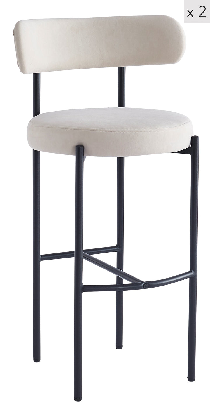 TABLARS Sæt med 2 barstole i metal, beige fløjl