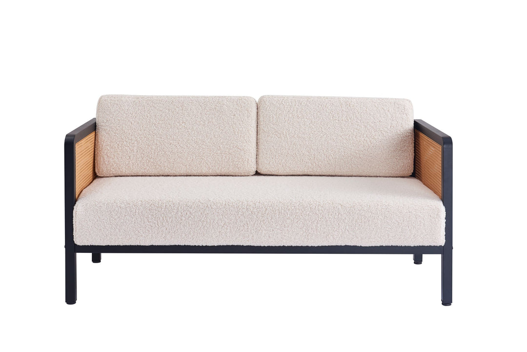 SOFOREBRO 3-personers sofa i flet og hvid bouclé