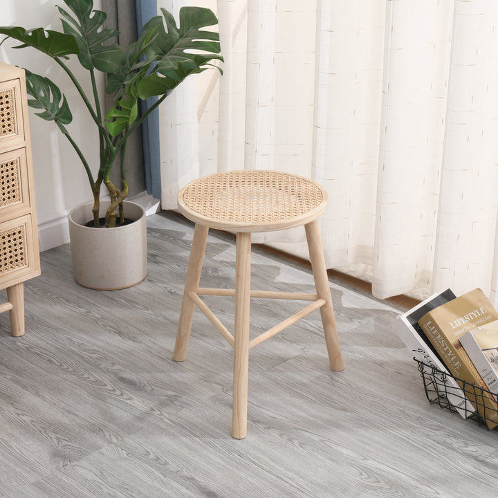ITAMI skammel i massivt træ og rattan