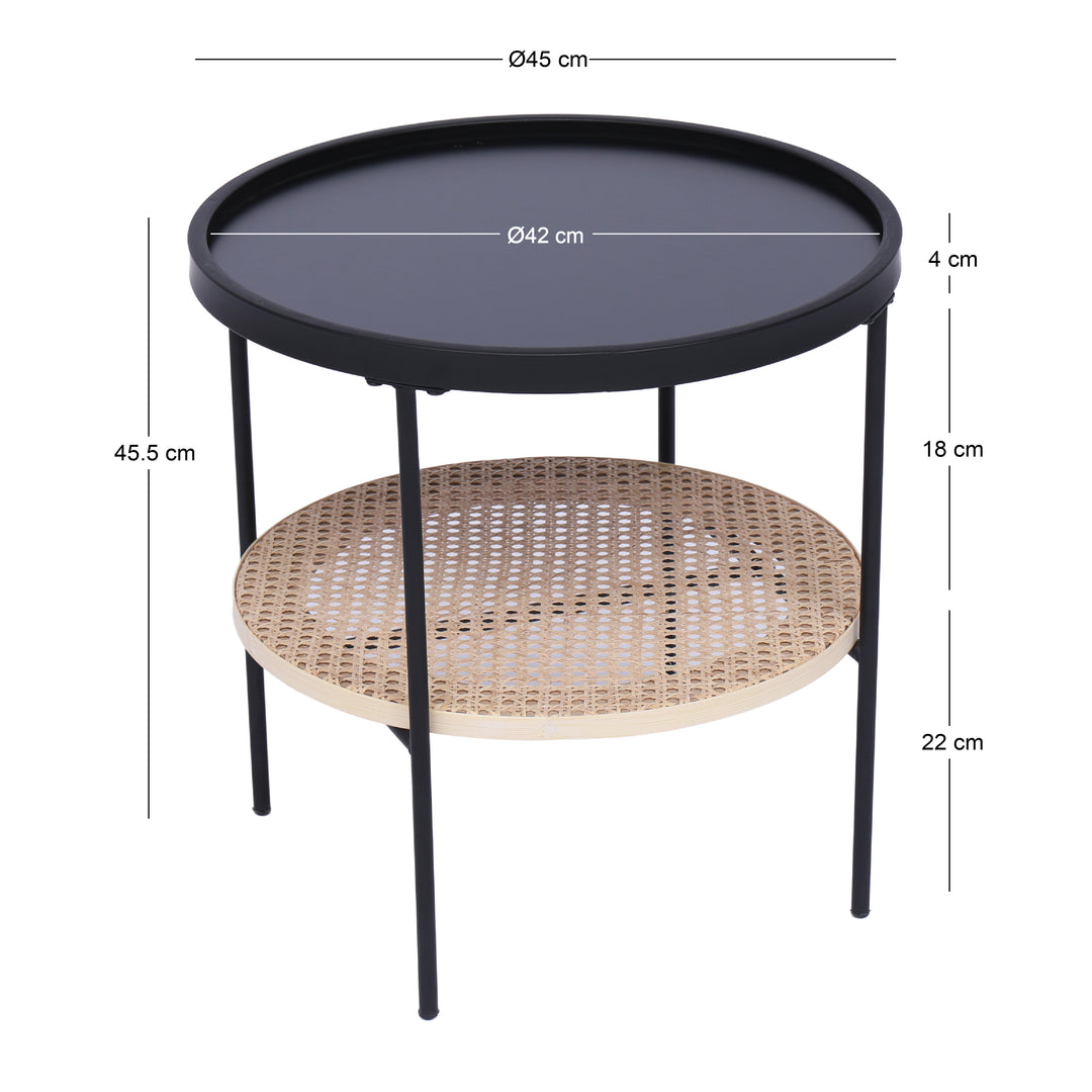 KIRYUMERE metal sidebord med rattanopbevaring