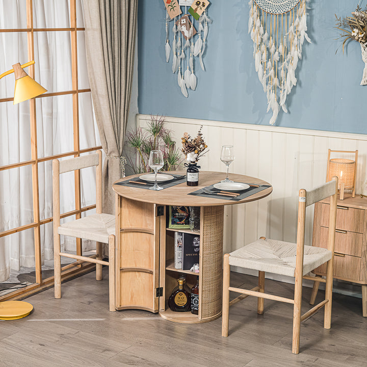 HAVANA spisebord i massivt fyrretræ og rattan med opbevaring til 4 personer