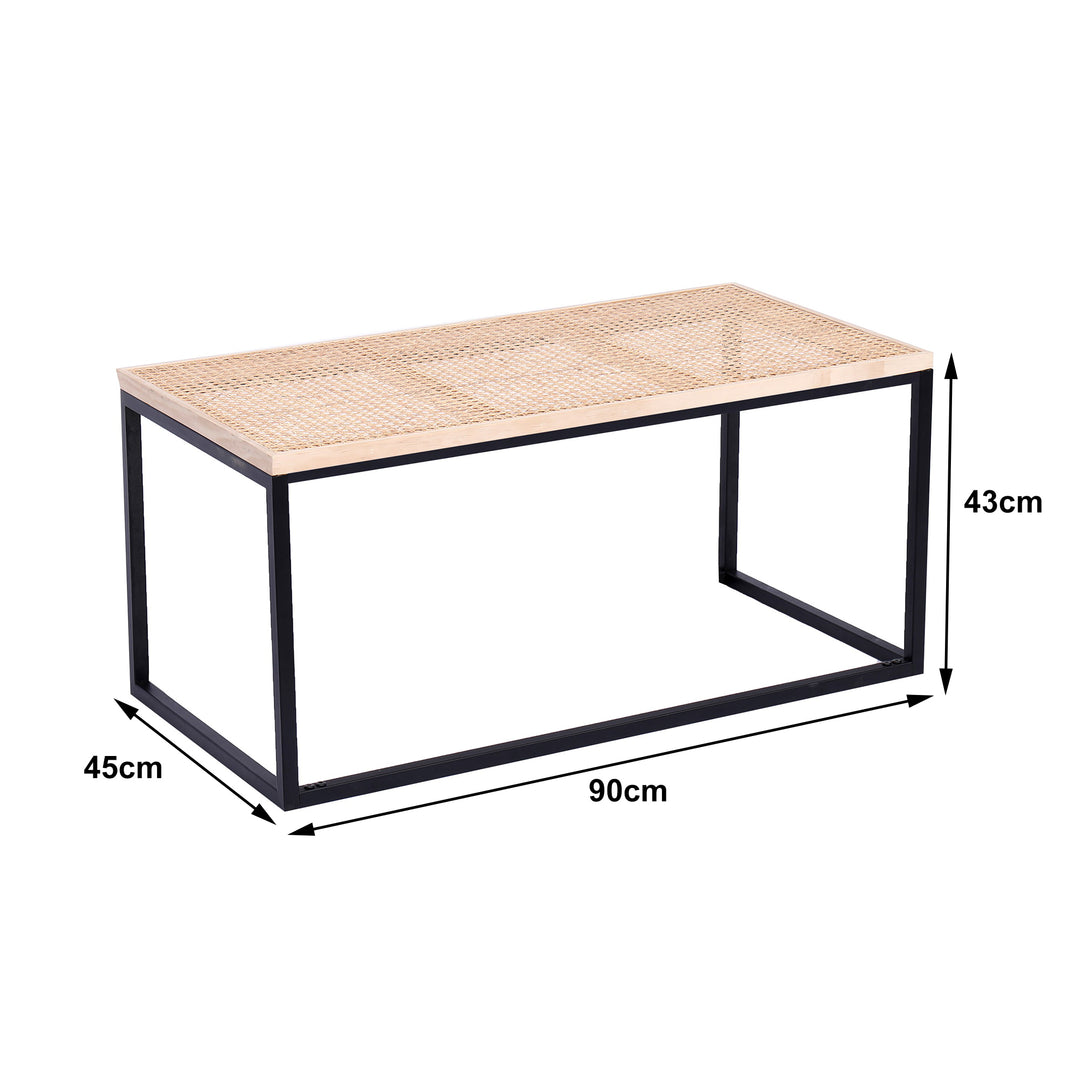 SAPPORO industriel rattanbordplade og sofabord i sort metal