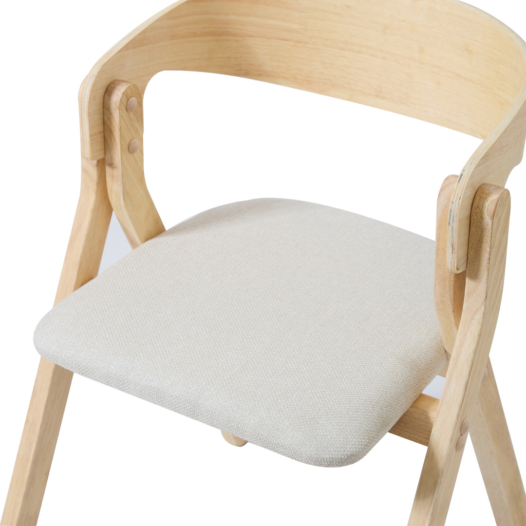 PORI Sæt med 2 skandinaviske spisestole i massivt træ og beige stof
