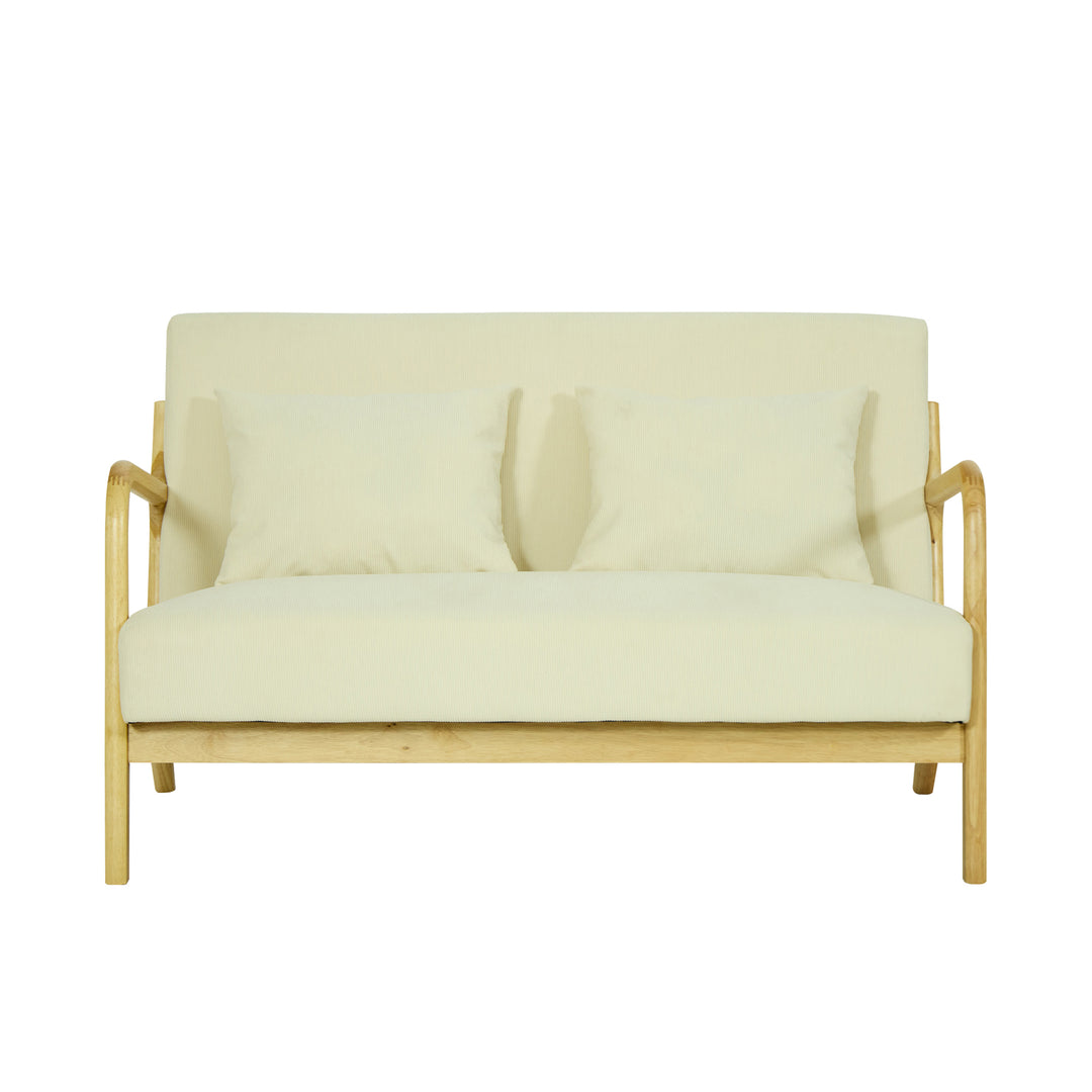 OHAMA2SEATERS 2-personers sofabænk i massivt træ og beige fløjl
